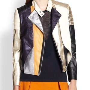 PHILLIP LIM Color Block Leather Moto Jacket